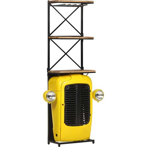 vidaXL Botellero forma de tractor amarillo madera mango 49x31x172 cm (1/5)