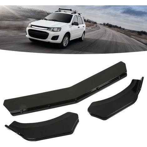 Kit de carrosserie pour modification de pare-chocs avant, spoiler de lèvre inférieure, splitter avant enveloppant, noir, double couche à gauche et à droite, 115 cm au milieu (surdimensionné). (1/5)