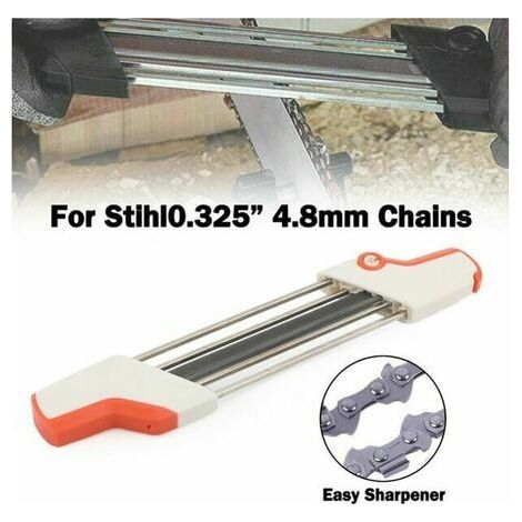 Affûteur de tronçonneuse 2 en 1 Outils de meulage faciles à affûter pour STIHL, lime et jauge de profondeur en un seul outil ergonomique (blanc et orange) 4,8 mm STOL (1/5)