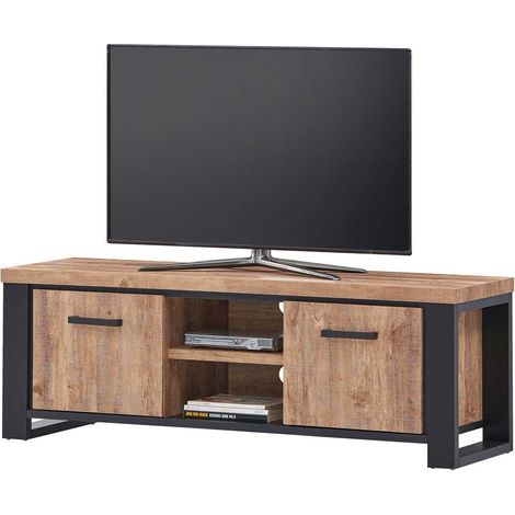 Meuble TV style industriel chêne/noir Esteline