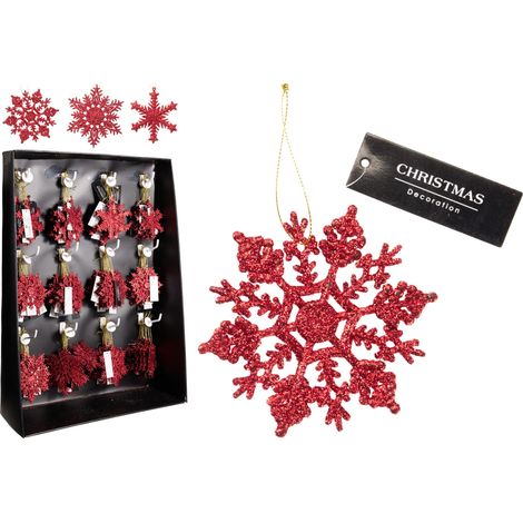 Fiocco di neve pendente 10 cm rosso modello assortito PERAGA CHRISTMAS