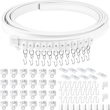 Flexible Ceiling Curtain Rail with 24 Metal Hooks (1/5)