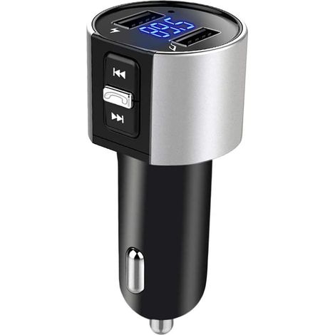 Bluetooth Transmetteur FM Adaptateur Audio sans Fil Radio Voiture Bluetooth Adaptateur Allume-Cigare avec LED Affichage À L'écran Appels Mains Libres Double USB Port Lecteur De Musique Accessoires (1/5)