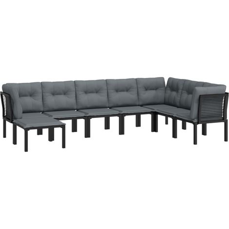 Mobili da giardino mobili da esterno set di mobili 8 pezzi in resina intrecciata nera e grigia 020017880