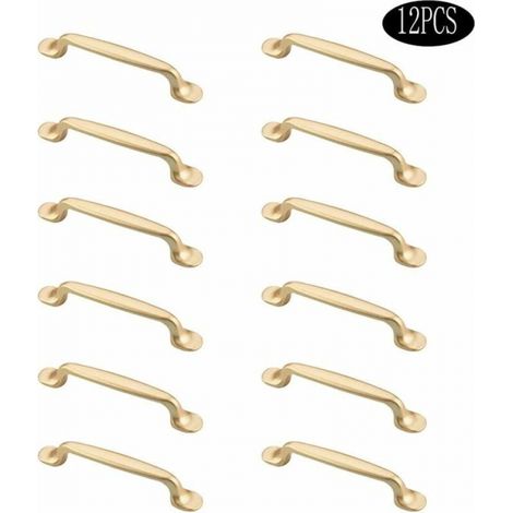 12 Stück goldene Möbelgriffe, goldene Küchenschrankgriffe, Schubladenschrankgriffe, Schlafzimmerschubladenschrankgriffe, goldene Küchenschranktürgriffe, Küchenmöbel mit Schrauben (1/5)