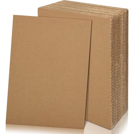 20 Pièces Carton Ondulé, Feuilles Plates en Carton Ondulé, Papier Kraft Ondulée Marron pour Peinture, Emballage, Travaux Manuels (A4) (1/5)