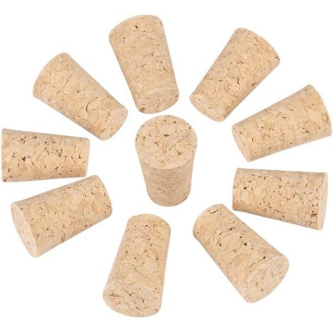 100 tapones de corcho natural cónicos de madera para botellas de vino/cerveza (botella de vino tinto de 22x17x35 mm) (1/3)