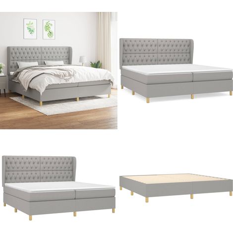 Boxspringbett mit Matratze Hellgrau 200x200 cm Stoff - Boxspringbett - Doppelbett - Bettenrahmen - Lattenrost - Matratze - Home & Living