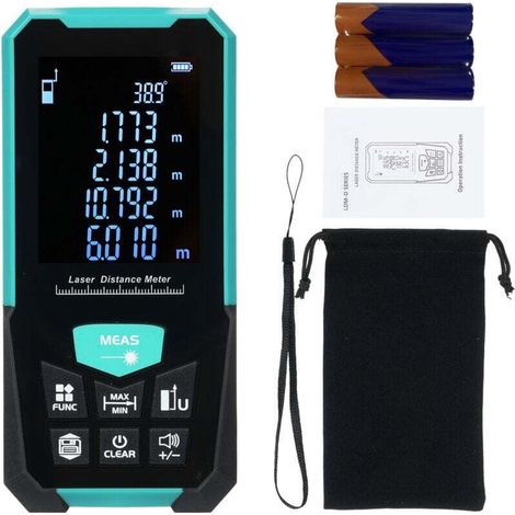 Télémètre Laser Mètre Laser 120M Numérique, écran LCD rétroéclairé et Mode pythagore, Mesure la Distance, la Surface et Le Volume