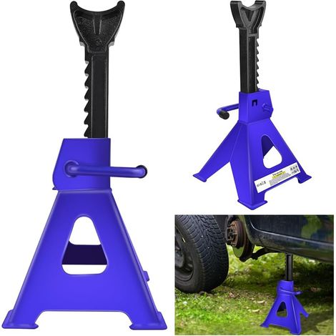 Chandelles Voiture 3t Chandelles d'essieu - Hauteur Réglable de 290 à 430 mm - avec Sécurité - Chandelles à Crémaillère pour Voiture, Caravane, Camping-Car - 2 Pièces