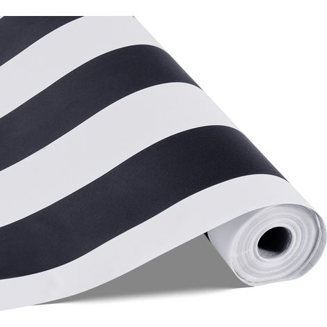 Papier Peint Adhésif Mural, 45 cm x 15 m, Rouleau Papier Peint Autocollant Vinyle, Motif Géométrique Moderne Noir Blanc, Étanche, pour Revêtement Mural, Chambre, Cuisine, Salle de Bain, Bureau (1/5)