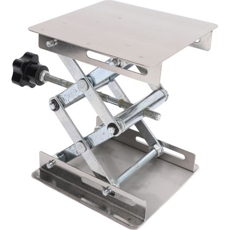 Support élévateur inoxydable pour laboratoire, plateau 10x10cm, hauteur réglable 48-152mm, table élévatrice à ciseaux, charge max 10kg (1/5)