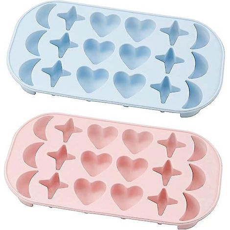 (bleu Clair + Rose Clair) Paquet De 2 Plateaux Glaons En Silicone Avec Couvercles Transparents Pour Conglateur, Caf, Jus Et Boissons (1/5)