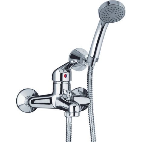 Rubinetto miscelatore vasca con soffione doccia orientabile paini creta 100 42cr105, duplex (1/4)