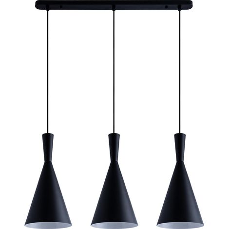 Paco Home Pendelleuchte Hängelampe Esszimmer Esstischlampe 1,5m Textilkabel KürzbarÃ18,5cm  Schwarz,  3-flammig
