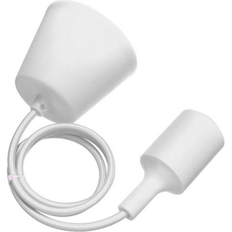 TrAdE Shop Traesio - Pendente Bianco Rivestito A Soffitto Portalampada Lampada Moderno Design E27 -