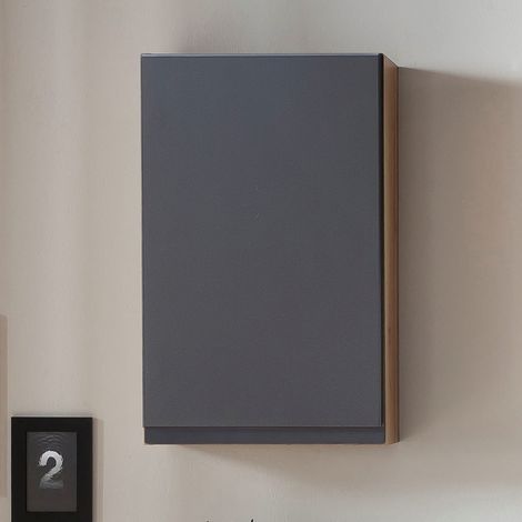 Bad Hängeschrank in Wotan Eiche Nb. mit grau matt VASTO-03-GREY, B/H/T ca. 40/64/20 cm (1/5)