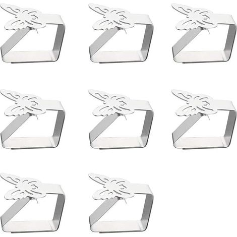 8 pièces pince à nappe en acier inoxydable pince à nappe papillon pince à pince à nappe convient aux tables d'une épaisseur ne dépassant pas 3 cm (1/4)