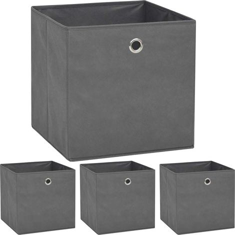 Boîte de rangement 4 pcs Tissu non-tissé 32x32x32 cm Gris (1/5)