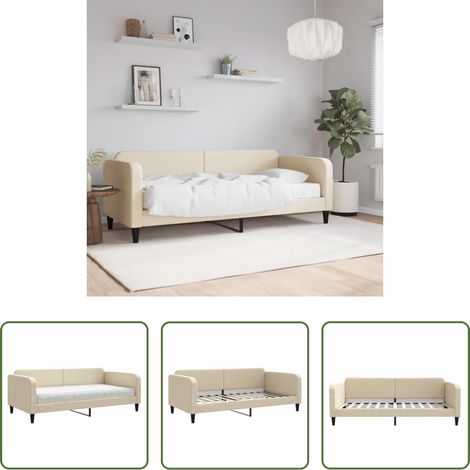 vidaXL Sofa mit Matratze - Tagesbett mit Matratze Creme 100x200 cm Stoff (1/5)