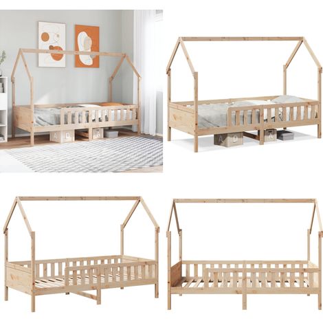 Cama con forma de casa de niños madera maciza de pino 80x200 cm - Cama de pino - Cama de niños