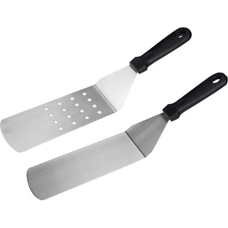 Spatel À Griller - Lame Inclinée Rigide En Acier Inoxydable - Pour Plaques De Cuisson Et Barbecue - 2 Pièces (1/5)