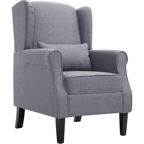 Sillón de tela gris oscuro vidaXL