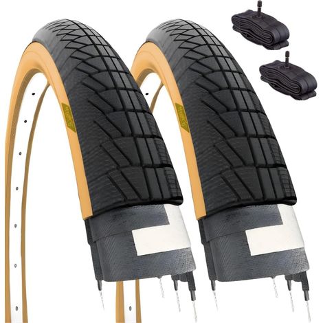 2 Copertoni 20 x 1.75 (47-406) + 2 Camere con Valvola America per Graziella Bicicletta Bici City Bike Nero Para