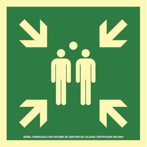 Señal de evacuación Punto Reunion en Aluminio Clase A SEKURECO 420 x 420 mm