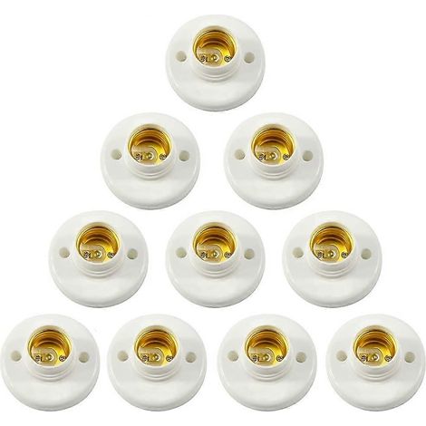 Douille E27, support mural à vis, adaptateur pour ampoule LED, pour douille ronde à vis en plastique E27 (lot de 10) (1/5)