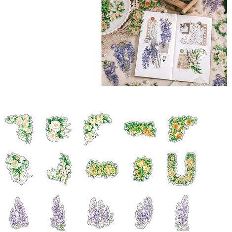15 autocollants floraux à motifs délicats pour animaux de compagnie, à personnaliser soi-même pour scrapbooking, carnets et albums photo (Type 3). (1/5)