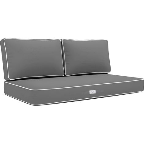 Coussins salon jardin premium déhoussable 120x60cm Gris foncé