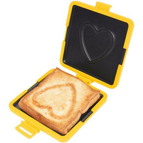 Parrilla para sándwiches de microondas – tostadora de silicona y metal con diseño de corazón – placa de parrilla amarilla y máquina para hacer paninis para preparar el desayuno (1/5)
