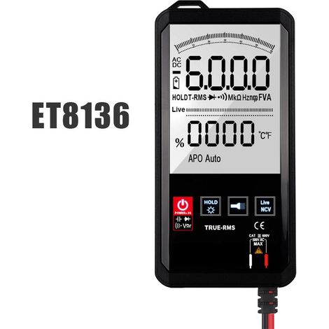 multimètre-Multimètre numérique intelligent portable ET8138 – Écran tactile 4,7 pouces ultra-fin, 6000 counts, pour usage professionnel et domestique