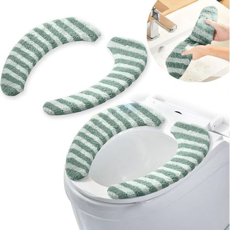 Washable Warm Toilet Seat Cushions – Plush Toilet Seat Cushion, Non-Slip, Washable and Machine Washable – Bathroom Seat Cover with Adhesive Strip (1/4)