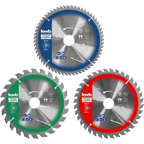 lame de scie circulaire ensemble 190 x 30/20 / 16 mm pour scies circulaires à main pour les matériaux de panneau et les matériaux de construction en bois incl. anneaux de réduction à 16 et 20 mm (1/5)