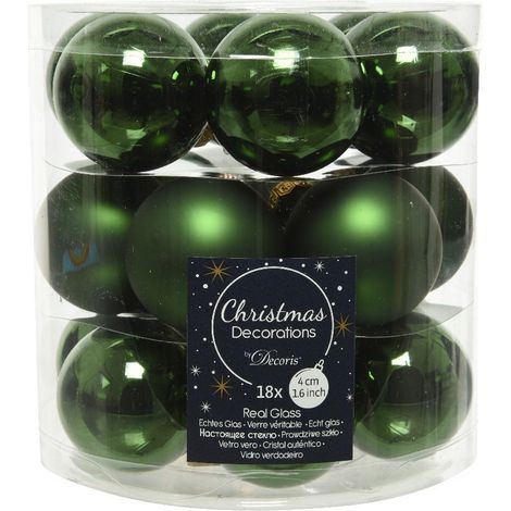 Set di 18 palline di Natale in vetro da 4 cm, verdi