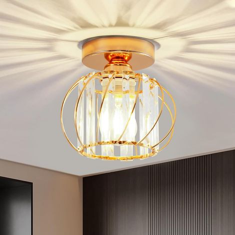 Suspension Cristal LED E27 Plafonnier Moderne, Courgette Luminaire Plafonnier pour Chambre, Salle à Manger Or (1/5)