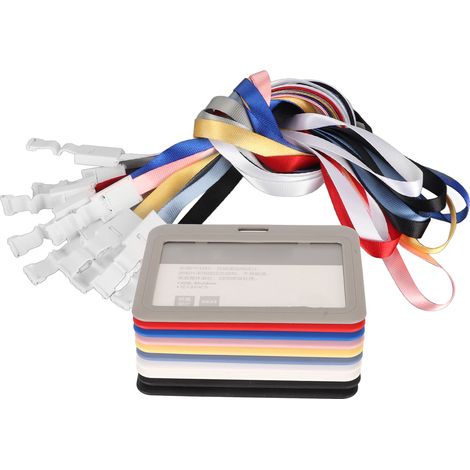 Lot de 10 porte-étiquettes nominatifs en plastique givré de couleurs assorties, à coins arrondis, avec cordon, adaptés à une utilisation horizontale dans les entreprises et les écoles (3,9 x 3,1 x 0,2