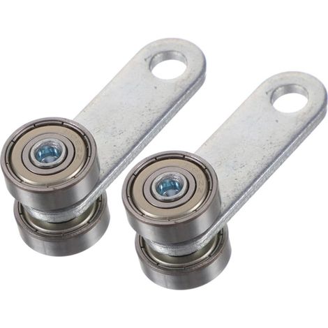 Lot de 2 Galets de Jambe de Force en Acier Argenté pour Porte Coulissante, Double Roulement, Trou de Vis 8mm, Capacité 50kg, Fonctionnement Silencieux pour Fenêtre et Porte (1/5)