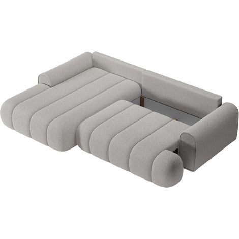 Selsey DANDELINO - Canapé d'angle convertible - en bouclette gris clair avec revêtement - côté gauche (1/5)