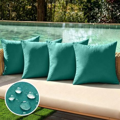 Set di 4 fodere impermeabili per cuscini da esterno，realizzate in finta poliestere e lino，federe decorative per giardino，blu royal，3050 cm (1/5)