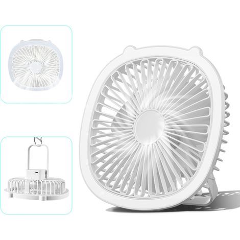 Mini ventilatore USB bianco versatile con 3 velocità, mini ventilatore da tavolo con supporto – ideale per casa, ufficio e uso esterno (1/5)
