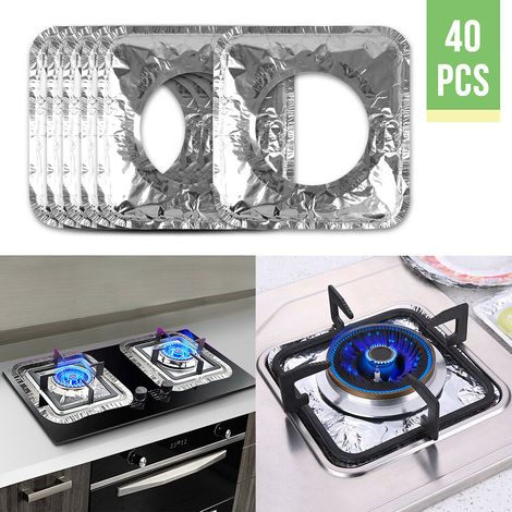 40 Pièces Protège-feu en Aluminium Jetables pour Cuisinière à Gaz (1/5)
