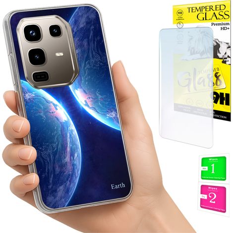 Custodia per Infinix Note 50 Pro 4G, cover posteriore con vetro 9H.