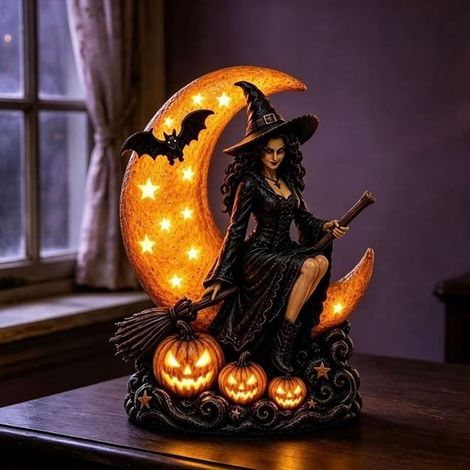 Éclairage d'ambiance Halloween – Veilleuse sorcière – Pour fêtes en intérieur et ambiance effrayante – Décoration d'Halloween pour extérieur (1/5)