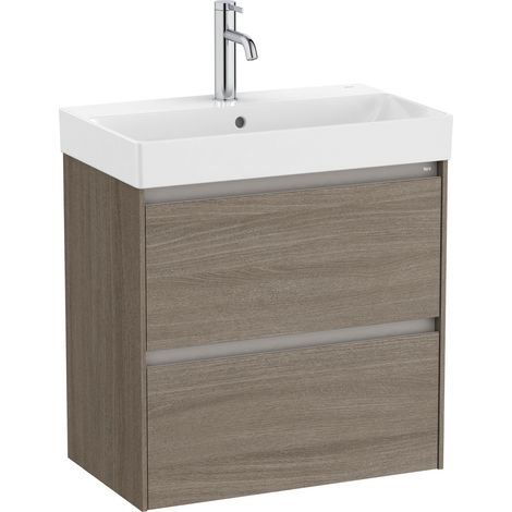 Pack Unik meuble bas compact avec 2 tiroirs + lavabo ONA - ROCA Couleur : Orme foncé - Dimensions : 600x360x645 mm (1/2)