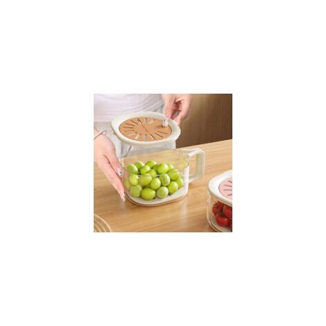 Multifunktionaler Gemüse- und Obstkorb – 2-in-1 Teleskop-Abtropfkorb mit Deckel, Braun, 1 Stück-lsw - Crezuo (1/3)