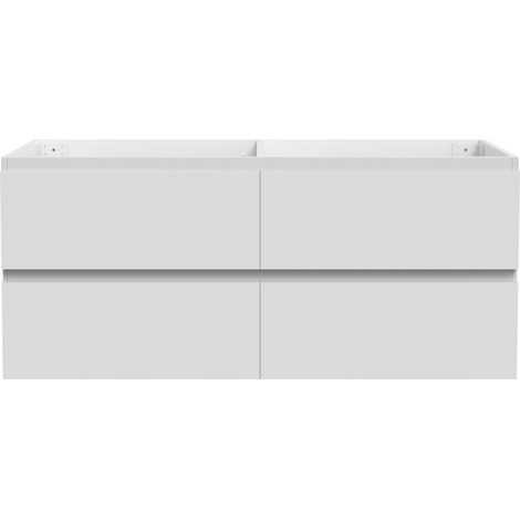 Ocean Sanitaire – Meuble bas de salle de bain 120cm – 4 tiroirs – MDF blanc mat – Design suspendu pour gain de place – Montage facile avec vis incluses (1/5)