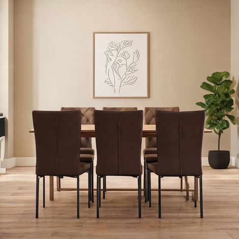 Set de 4 chaises de salle à manger vintage en simili cuir marron (1/5)